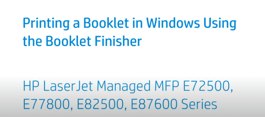 Printing a Booklet in Windows