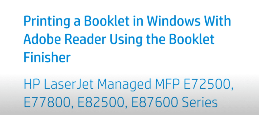 Printing a Booklet in Windows With Adobe Reader
