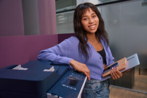 Woman expression after Renewing Copy Machine Lease