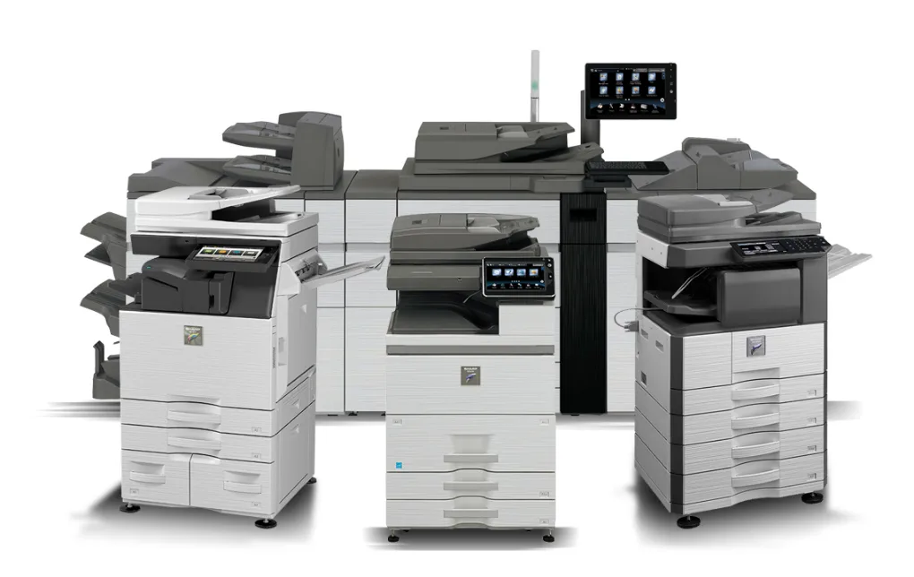 a group of office equipment