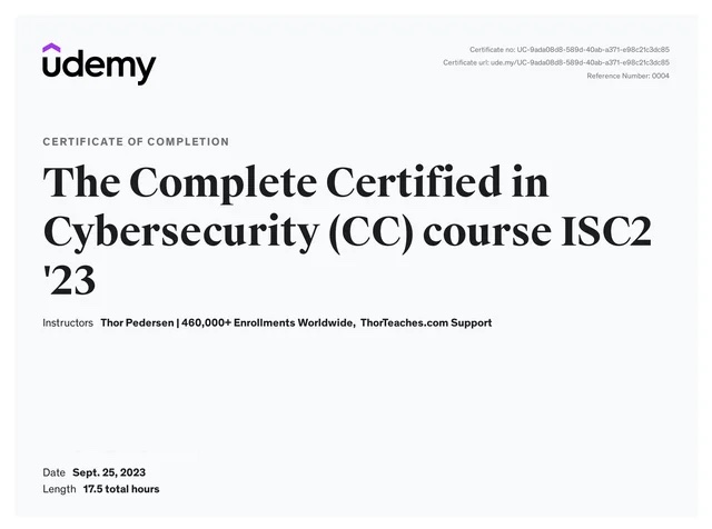 Udemy Cybersecurity Certificate