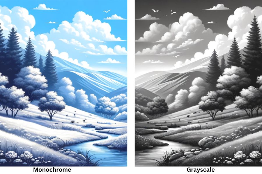 Grayscale vs monochrome