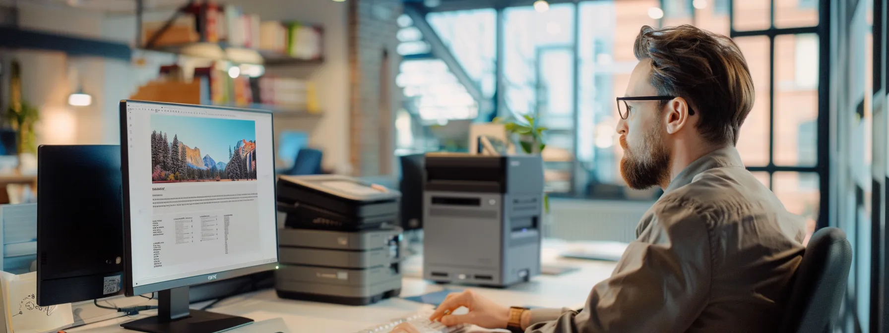 Optimizing Office Printing: How Managed Services Reduce Costs 14 an office manager carefully comparing different managed print service providers' expertise and experience on a computer screen.