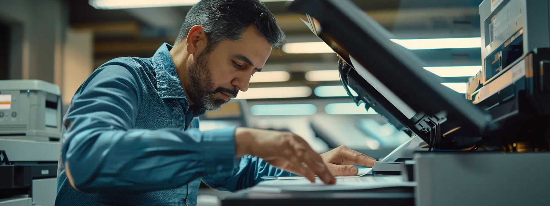 Enhance Your Ricoh Copier's Efficiency: Essential Maintenance Strategies 14 a skilled technician meticulously examining a ricoh copier with precision and expertise.