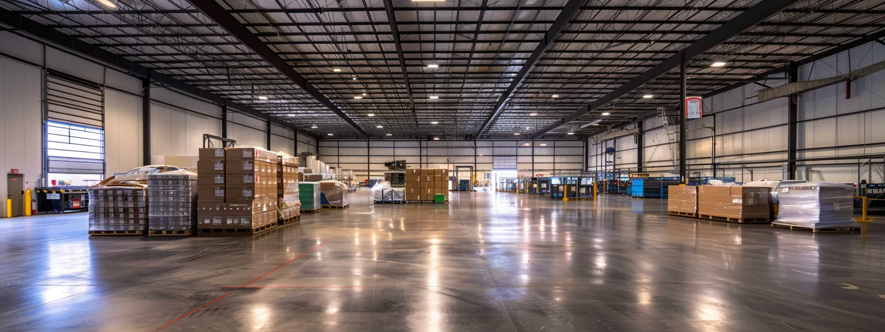 Eco-Friendly Large Format Printers: Brand Comparison Guide 11 a brightly lit warehouse showcasing state-of-the-art eco-friendly large format printers from leading brands, emphasizing innovation and sustainability.