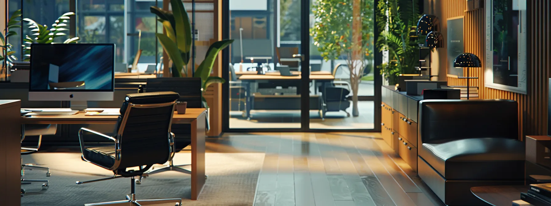 a sleek, modern office setting with a streamlined mps provider setup, showcasing efficiency and cost-saving measures in action.