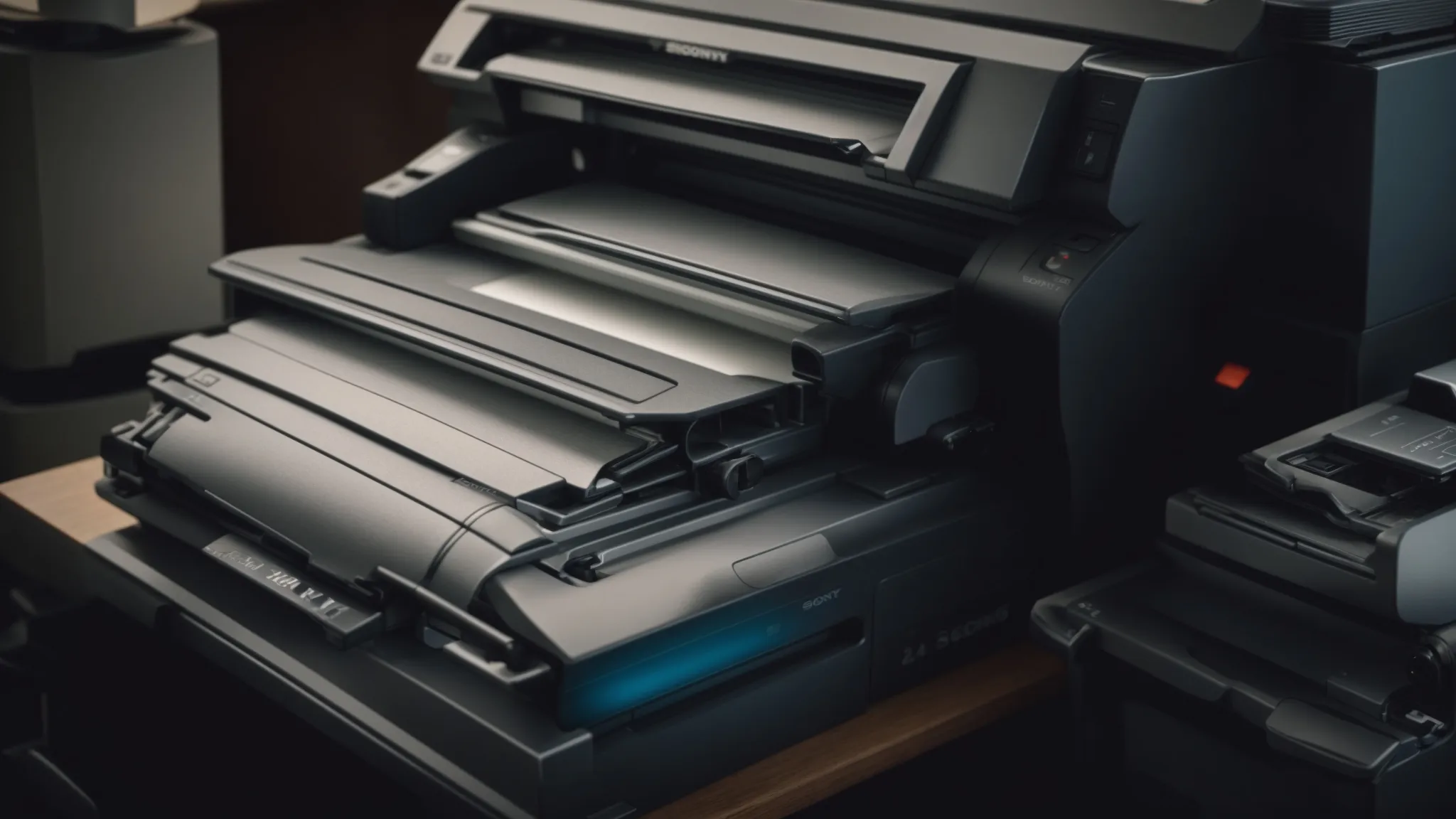 a close-up photo of a well-worn photocopier with visible signs of heavy usage and wear, showcasing the need for thorough assessment before negotiations.