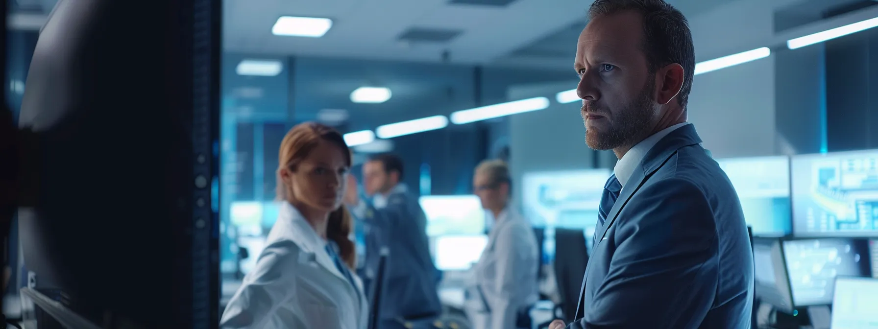 a team of it professionals coordinating seamlessly in a sleek, modern office space, integrating cloud services with precision and focus.