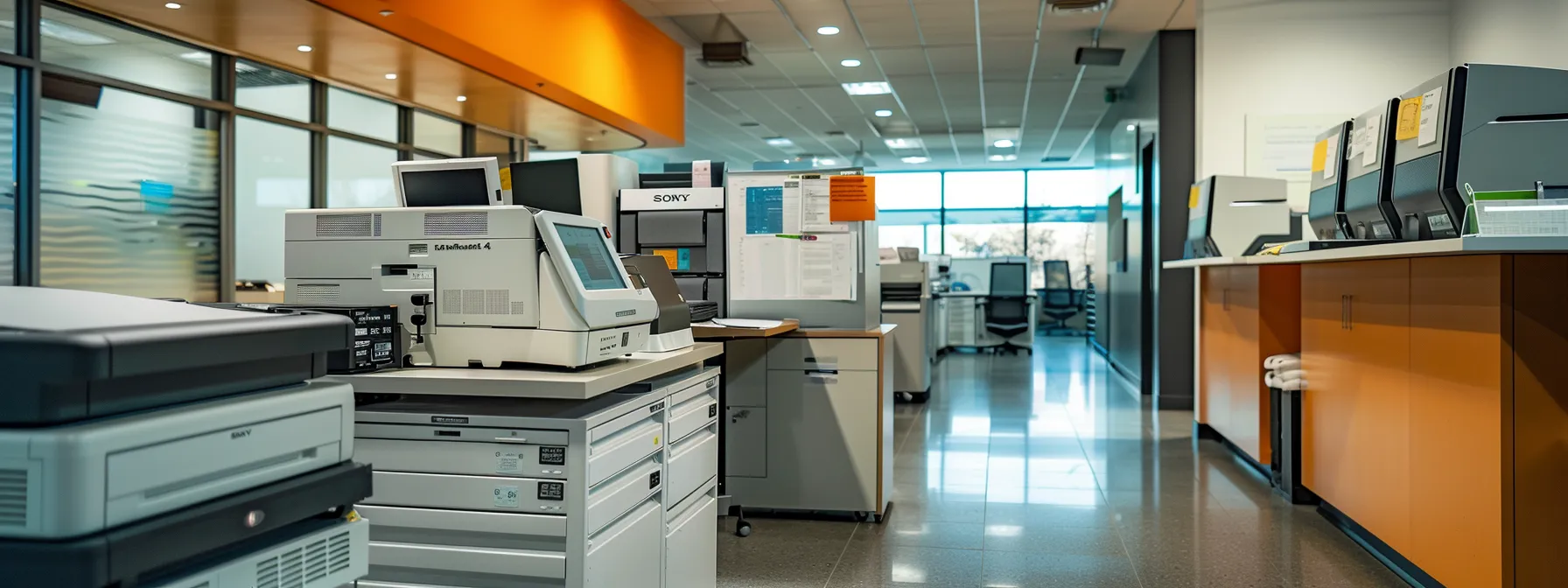 Maximizing Your Return on Investment With Managed Print Services 12 an organized and efficient office space with sleek, modern printing equipment seamlessly integrating with user-friendly systems and automated processes to maximize productivity and roi.