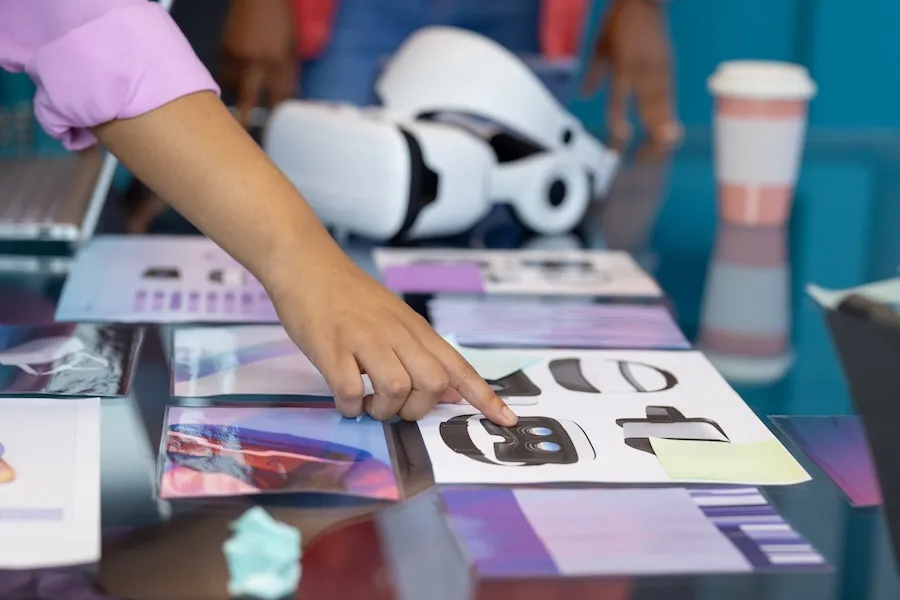 a person pointing at a stickers
