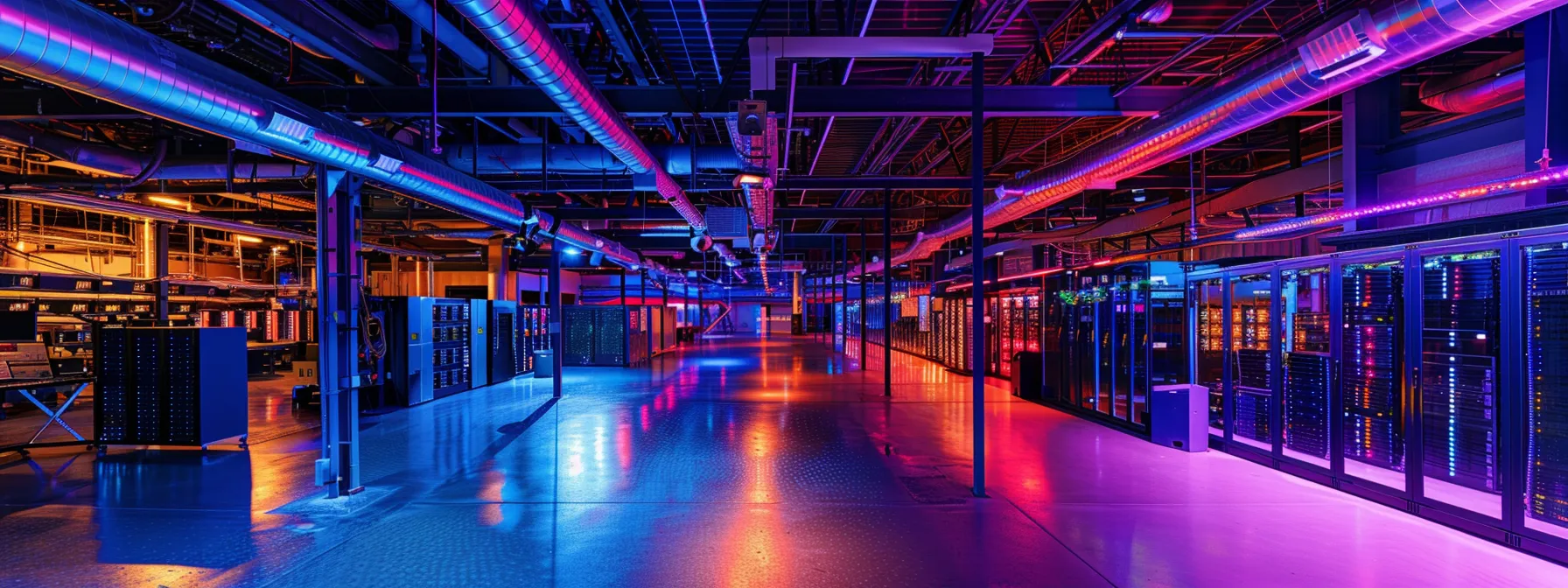 Container Management Solutions for Modern Challenges 11 a dynamic and futuristic data center environment, illuminated by vibrant led lights, showcasing sleek servers and automated systems in perfect harmony, symbolizing efficient container management best practices.