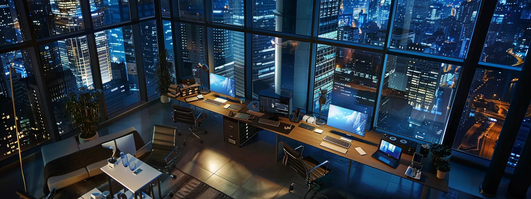 What Is iPaaS? An in-Depth Guide to Integration Platform as a Service 11 a dynamic and interconnected network of digital applications illuminated by soft ambient lighting, showcasing the seamless integration of on-premise and cloud solutions in a modern workspace.