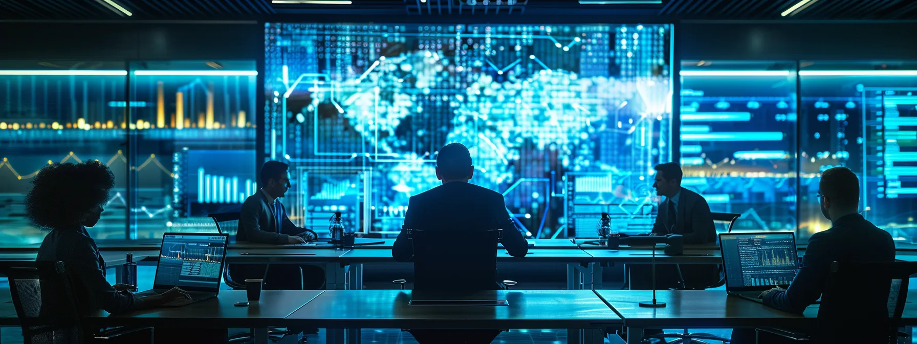 a dynamic boardroom scene captures a visionary cio passionately leading a collaborative strategy session, illuminated by vibrant technological displays reflecting innovative ideas and a culture of transformation.