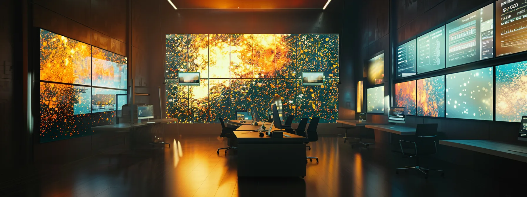 The Impact of Generative AI on Digital Content Creation 12 a dynamic digital workspace bursts with vibrant visuals of ai algorithms and data analytics, illustrating the transformative impact of generative ai on modern content marketing strategies.