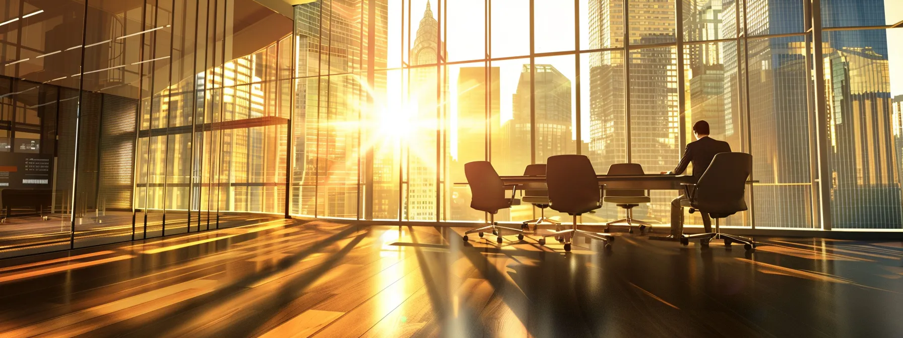 a dynamic modern office setting with business professionals engaged in a high-definition video conference, illuminated by natural light streaming through large windows, showcasing advanced technology that enhances collaboration and communication.