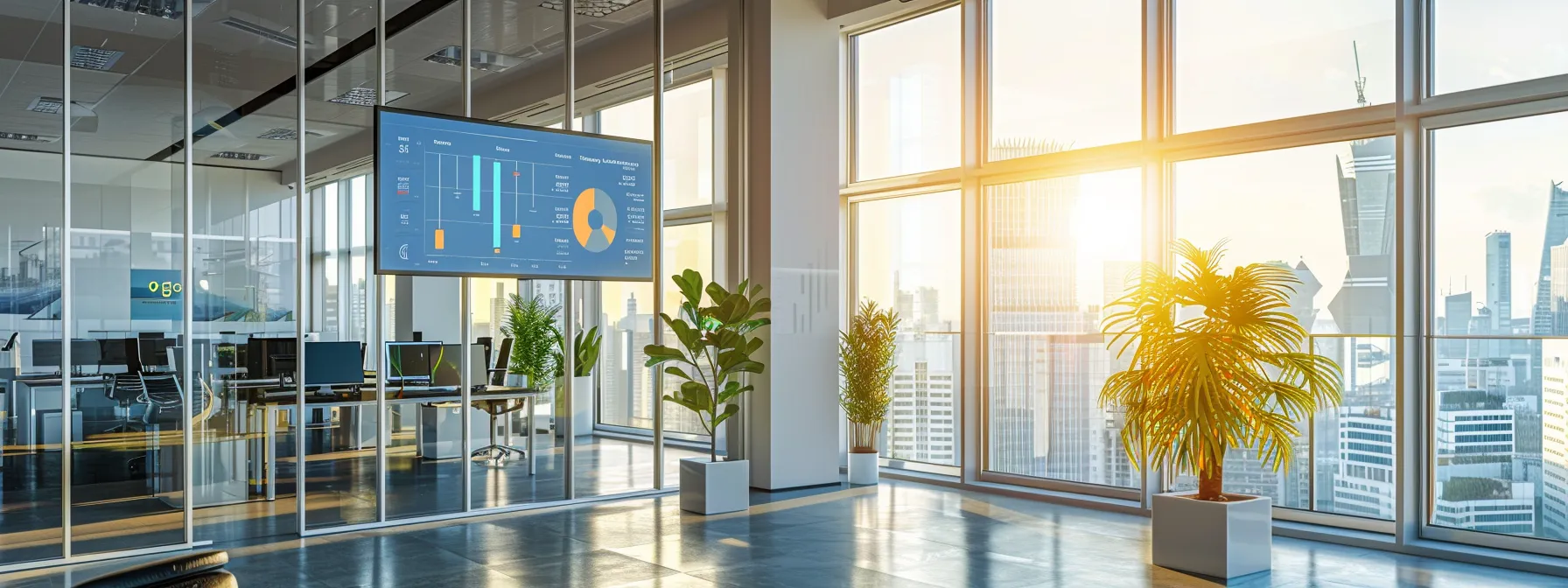 What Is iPaaS? An in-Depth Guide to Integration Platform as a Service 13 a dynamic office environment showcases a vibrant digital dashboard displaying seamless data integration between cloud and on-premises systems, illuminated by natural light streaming through large windows.