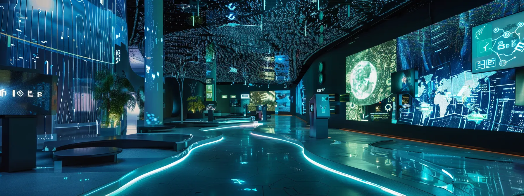 a futuristic digital landscape filled with vibrant, interconnected data nodes symbolizing secure user identity management and access control, illuminated by dynamic blue and green lighting to convey a sense of advanced technology and innovation.