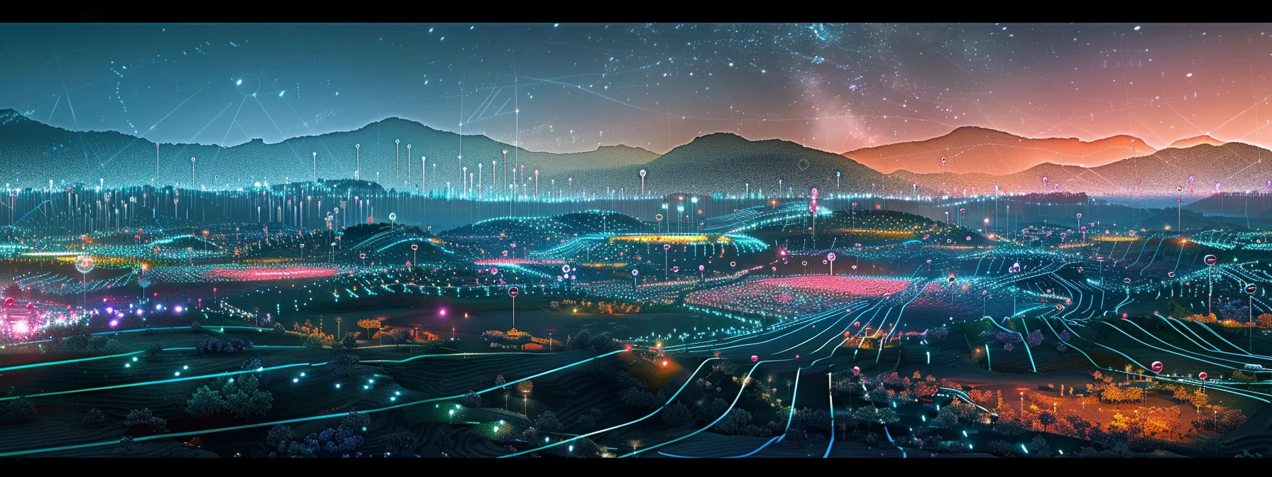 What Is iPaaS? An in-Depth Guide to Integration Platform as a Service 15 a futuristic digital network landscape glows with vibrant colors, illustrating the dynamic integration of ai and machine learning within cloud-based solutions, with interconnected nodes symbolizing seamless communication and advanced technology.