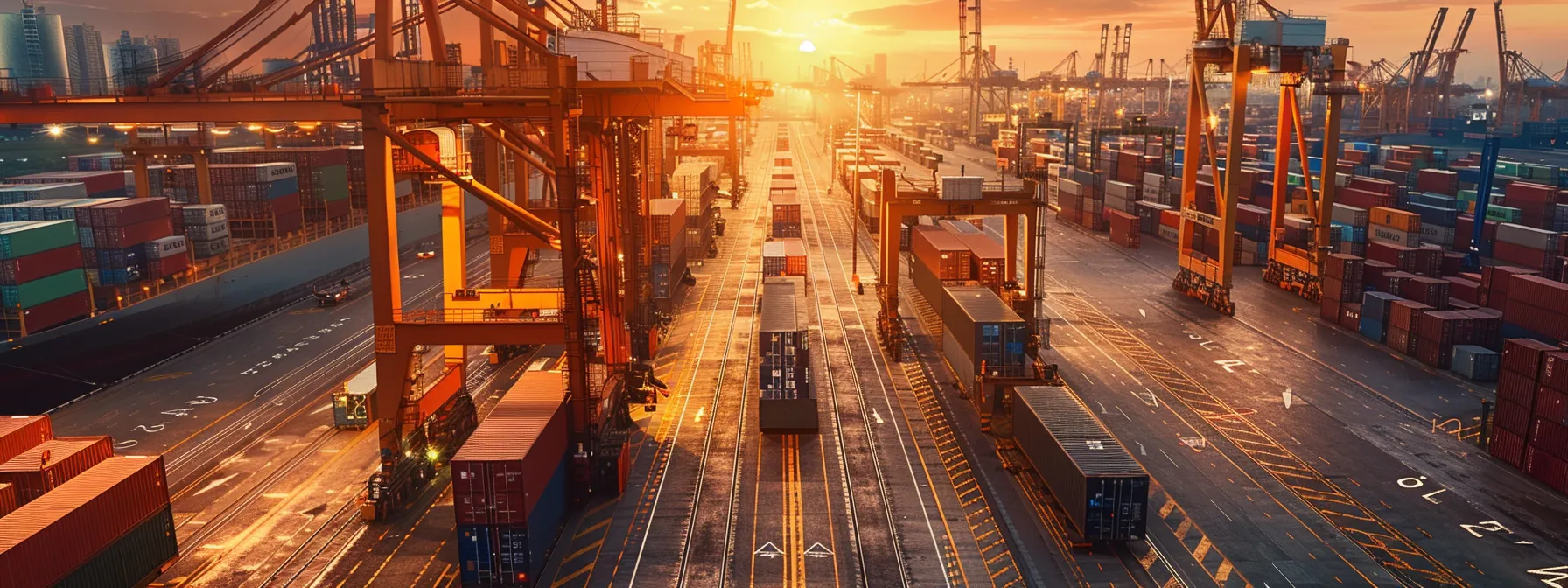 Container Management Solutions for Modern Challenges 14 a futuristic port scene showcases advanced automated container management systems amidst a backdrop of green technologies and iot-enabled smart containers, bathed in soft morning light, highlighting efficiency and sustainability in logistics.