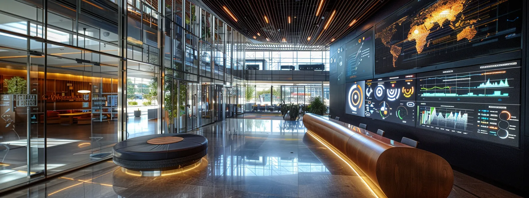 a sleek, high-tech dashboard filled with dynamic graphs and analytics illuminates a modern office, symbolizing the seamless integration and efficient management of diverse cloud resources across public and hybrid environments.