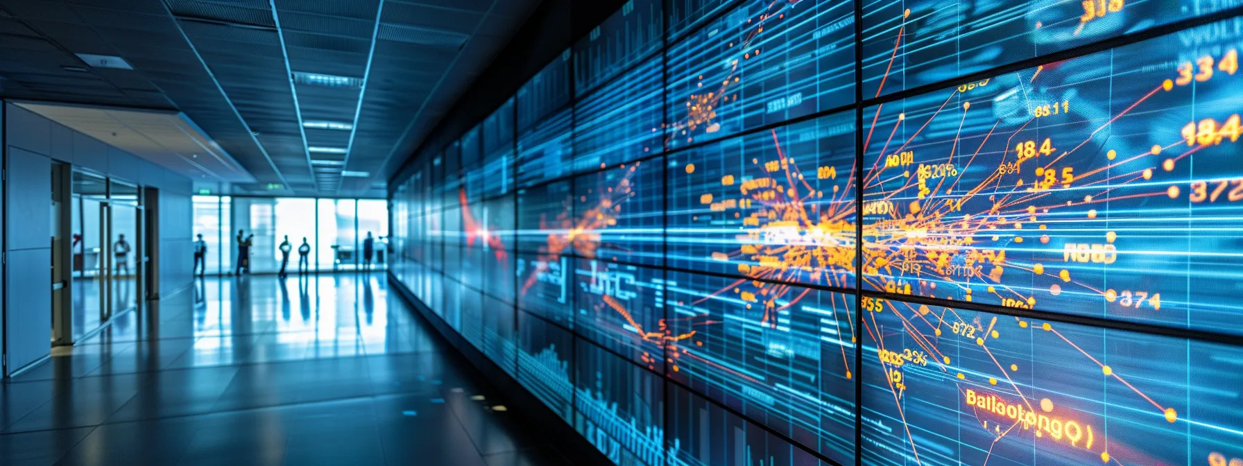 What Is Data Governance and Why It Matters for Organizations 9 a sleek, modern office environment with a large digital display showing interconnected data flows and governance frameworks, emphasizing clarity and organization in managing data within a corporate setting.