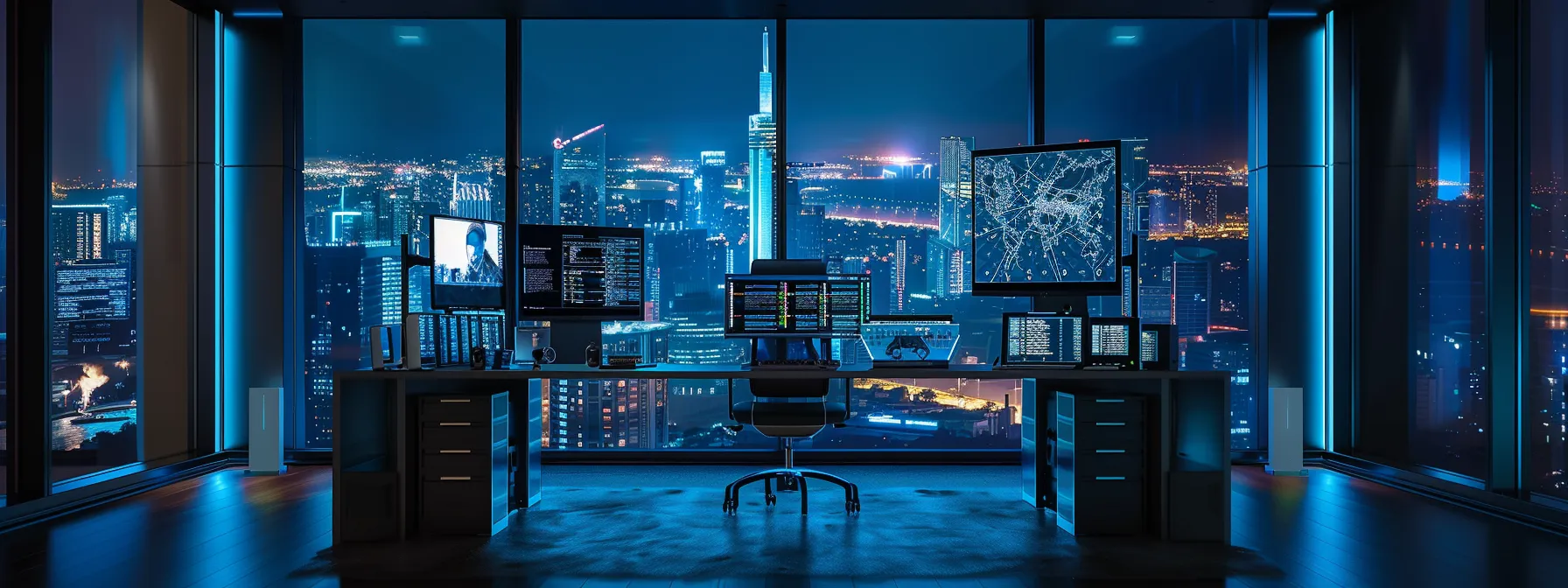 a sleek, modern workspace with various remote devices displaying diverse operating systems, bathed in soft, ambient lighting to emphasize the seamless integration and security of unified endpoint management in a distributed environment.