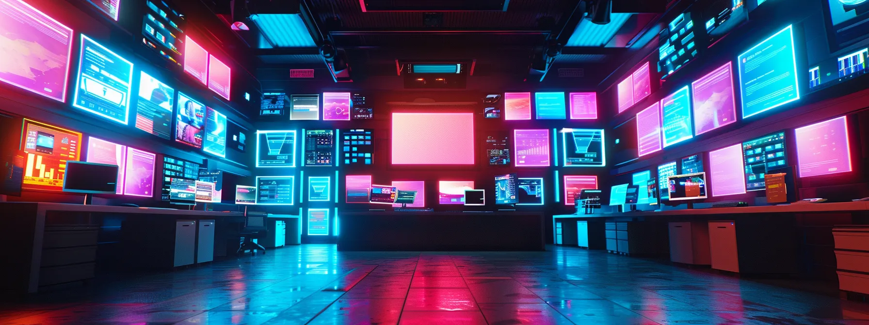 Understanding Application Performance Monitoring: A Comprehensive Guide to APM 15 a vibrant, high-tech control room illuminated by sleek screens displaying application performance metrics and data visualizations, symbolizing the synergy of ai and teamwork in optimizing software environments.