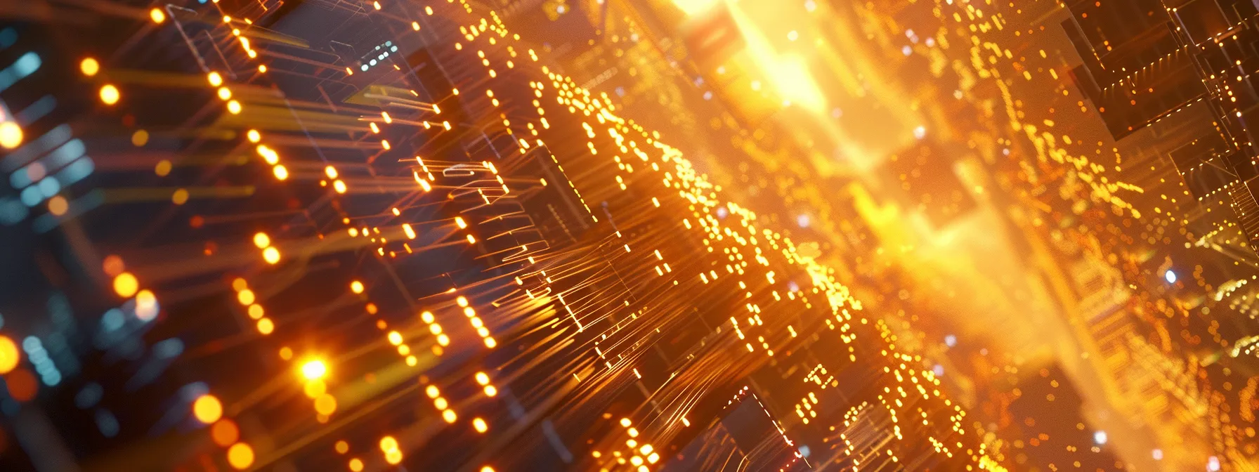 Understanding Application Performance Monitoring: A Comprehensive Guide to APM 22 a vibrant, interconnected network of digital nodes pulsates with glowing data streams, illustrating the dynamic interactions of application performance in a high-tech environment.