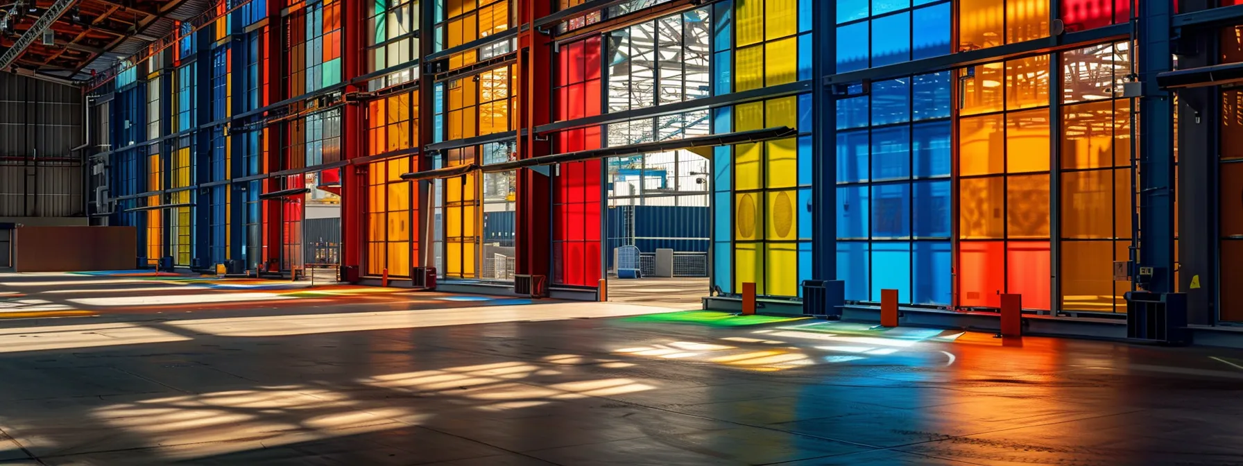 Container Management Solutions for Modern Challenges 10 a vibrant warehouse filled with neatly organized shipping containers, illuminated by natural light filtering through large windows, symbolizing operational efficiency and effective resource management in modern industries.