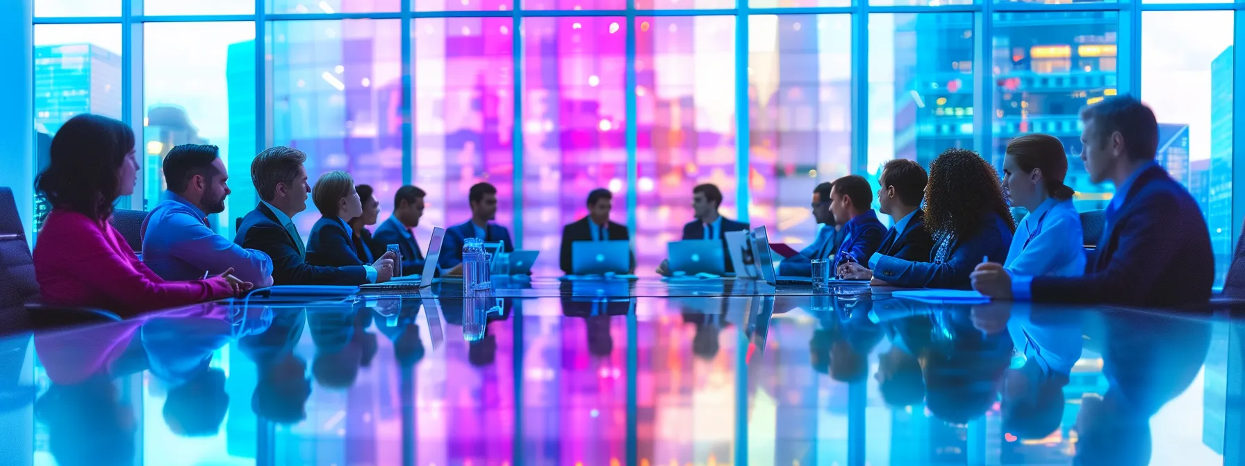 What Is Risk Management? Understanding Its Importance and Benefits 14 a vibrant, well-lit conference room filled with diverse professionals engaged in dynamic discussions around a large table, symbolizing collaboration in effective risk management strategies.