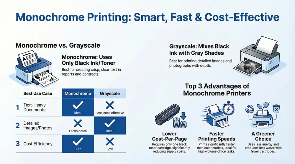 Monochrome Printing: The Black and White of It 9 Infographic about Monochrome Printing