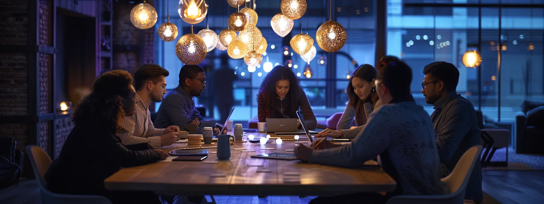 What Is Bit Rot: Recognizing Corruption in Your Files 10 a dynamic urban office scene captures a diverse group of professionals collaborating around a sleek conference table, illuminated by modern pendant lights, embodying innovation and teamwork in a vibrant workspace.