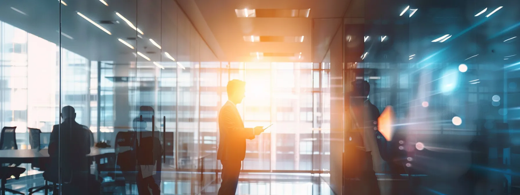 What Is the Bullwhip Effect? A Guide for Professionals 10 a sleek, modern office bathed in dramatic spotlighting features a confident professional presenting innovative ideas on a high-tech screen, conveying a sense of forward-thinking and collaboration.