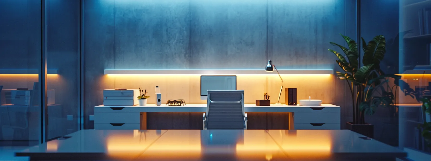 Essential Steps in a Comprehensive Test Automation Guide 12 a sleek, modern office bathed in soft, warm lighting showcases an innovative workspace featuring high-tech gadgets and minimalist design elements, creating an atmosphere of productivity and creativity.