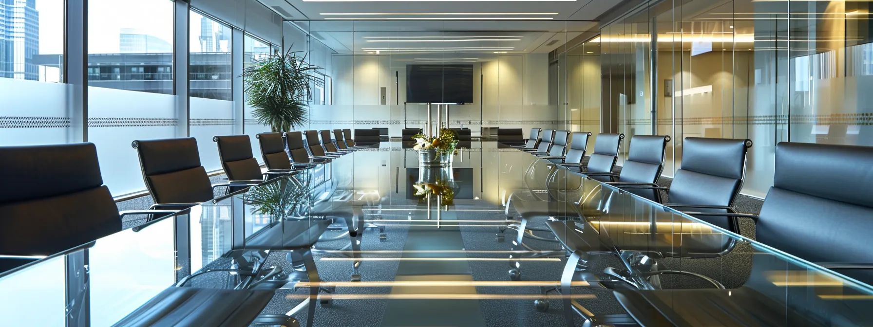 What Is Machine Learning? Definitions and Key Examples 11 a sleek, modern office conference room features a polished glass table surrounded by stylish ergonomic chairs, illuminated by dramatic overhead lighting, conveying a sense of professionalism and collaboration.