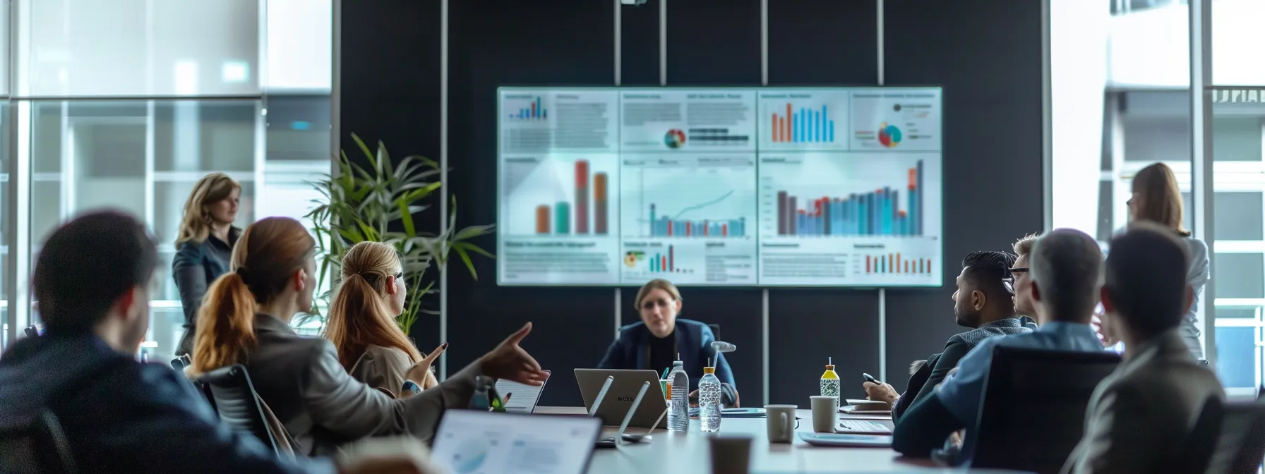 Insights Into Cloud Backup and Its Working Principles 11 a sleek, modern office environment showcases an engaging presentation on a large screen, with vibrant graphics depicting innovative technology trends, surrounded by attentive professionals seated at a polished conference table, all under bright, focused lighting.