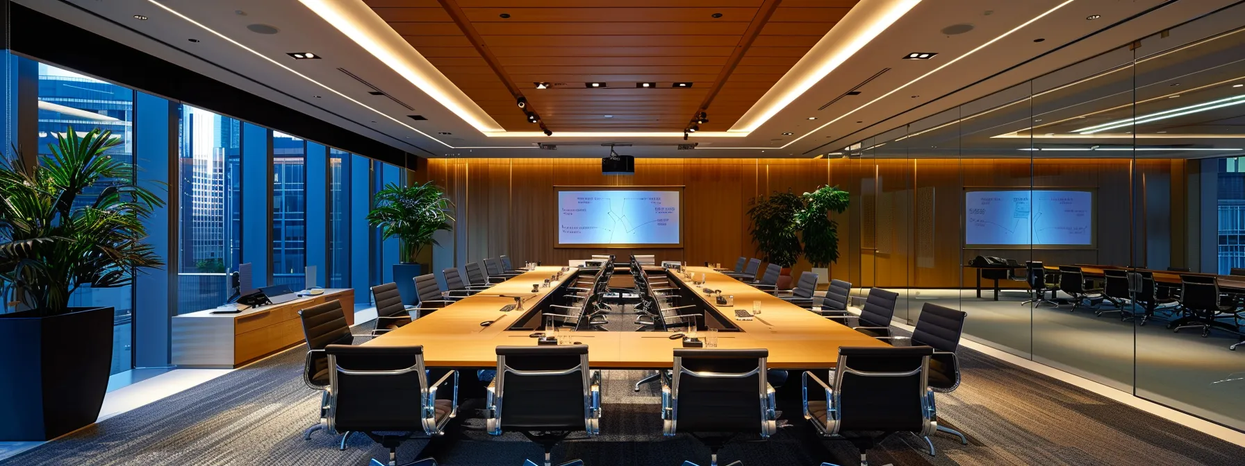 Unpacking What Is Business Process Modeling for Businesses 13 a sleek, modern office meeting room filled with professionals engaged in a dynamic brainstorming session, illuminated by bright overhead lights and accentuated by contemporary furnishings and a digital whiteboard displaying vibrant ideas.