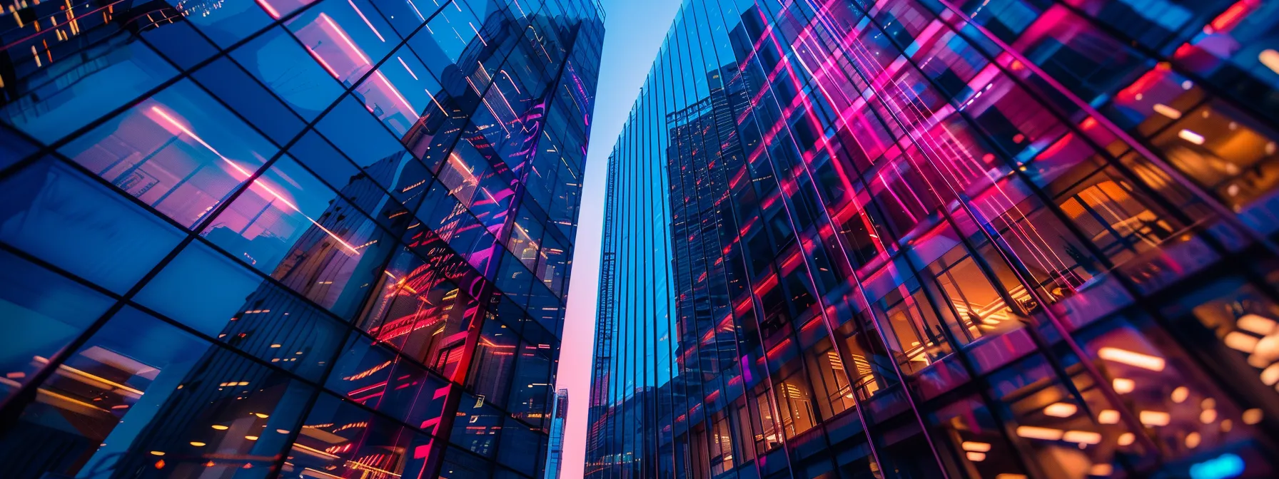 What Is the Bullwhip Effect? A Guide for Professionals 11 a sleek, modern office skyline is illuminated by vibrant neon lights reflecting off glass surfaces, encapsulating the dynamic energy of urban innovation and technology.