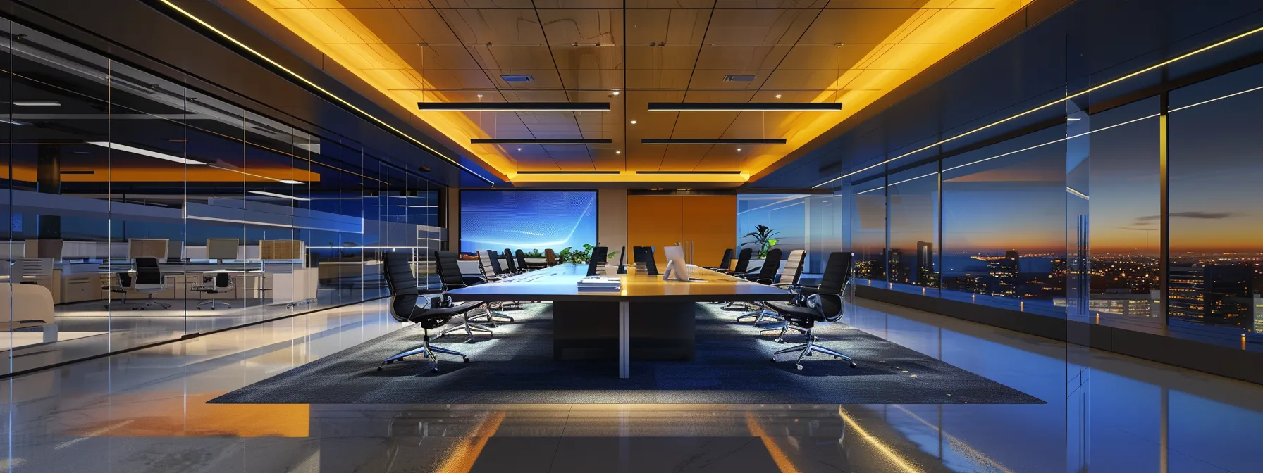 What Is Bluesky? Unpacking Its Functionality and Benefits 11 a sleek, modern office with dynamic ambient lighting showcases a team of diverse professionals engaged in an energetic brainstorming session around a glossy conference table, emphasizing collaboration and innovation in a fast-paced corporate environment.