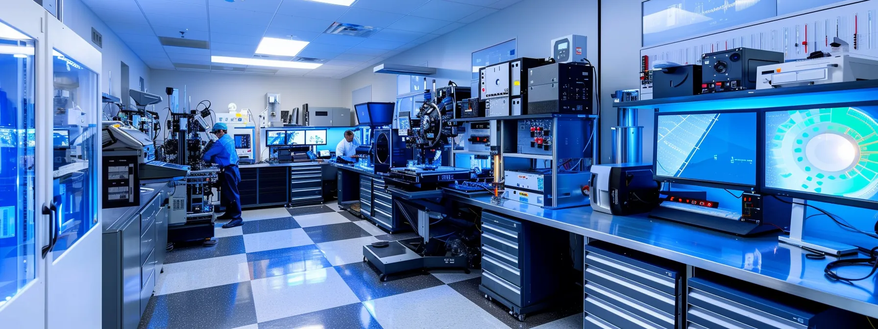 a high-tech laboratory setting featuring engineers intently observing advanced beamforming equipment, with vibrant digital displays showcasing signal clarity and data flow, highlighting the innovative technology's impact on modern networks.