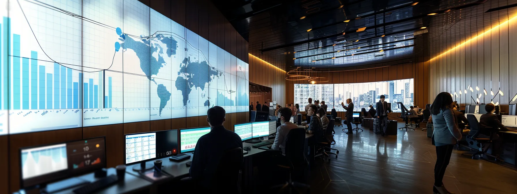 What is the The Bell Curve? 14 a modern office setting features a large digital screen displaying an intricate bell curve graph, surrounded by engaged professionals analyzing data insights and collaborating on statistical trends.