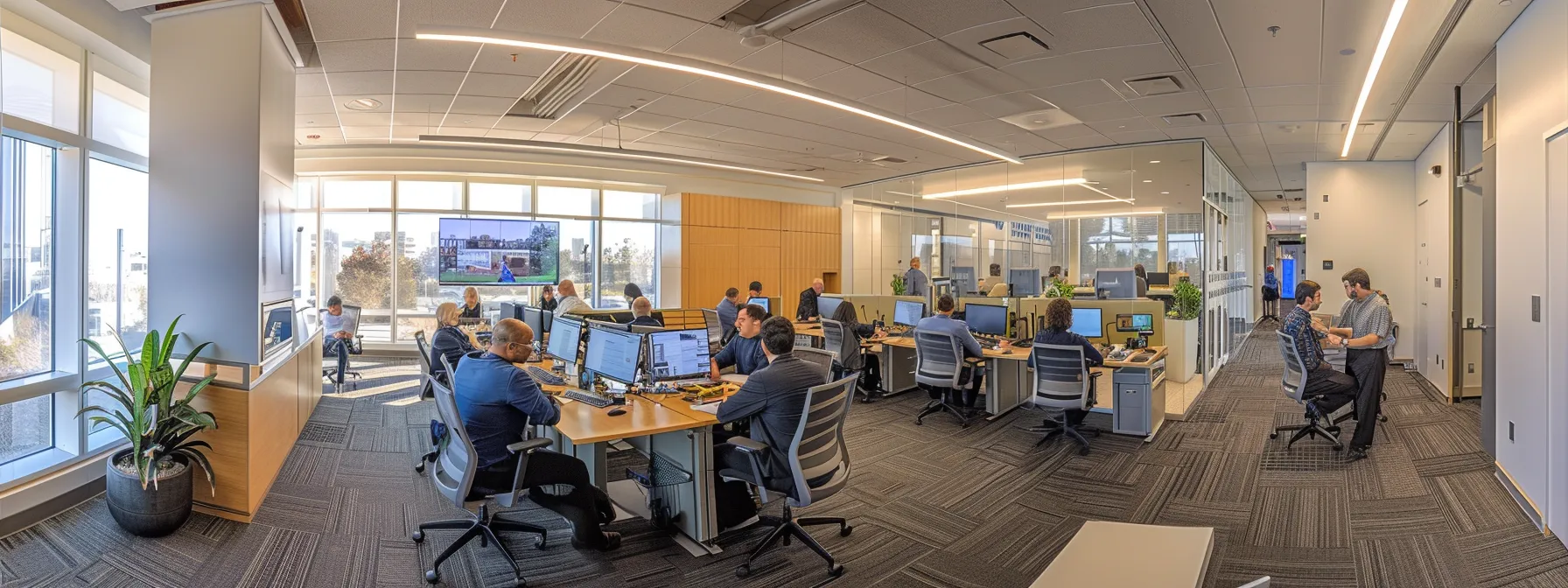 Key Elements in Business to Business and B2B B2C Models 15 a professional office environment features a diverse team of business professionals engaged in a dynamic discussion over digital devices, symbolizing the importance of effective communication and collaboration in enhancing b2b customer service and building lasting partnerships.