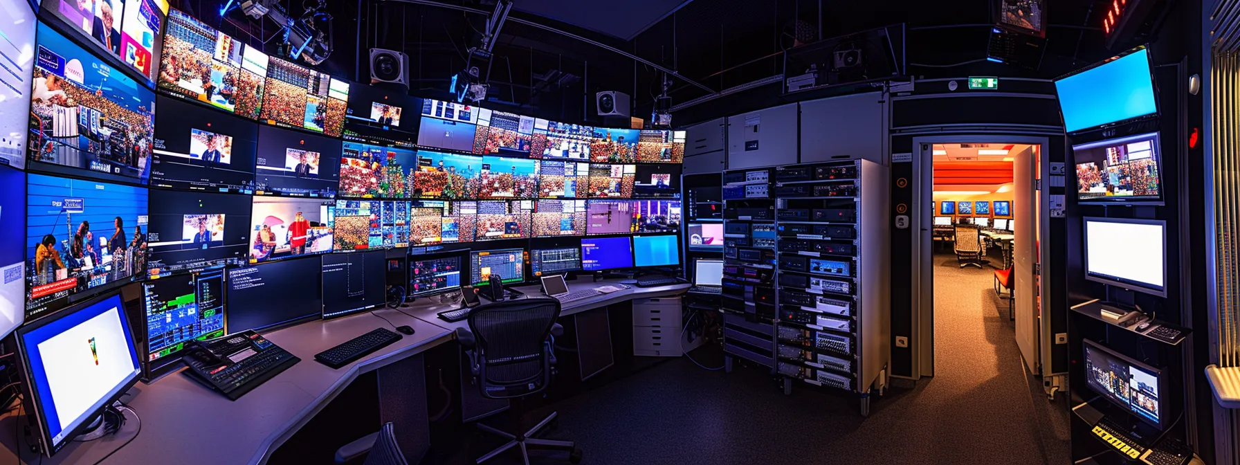 What is a Baseband Unit (BBU)? 13 a sleek, modern control room filled with high-tech baseband units and digital displays, illustrating seamless communication and efficient network management in a vibrant urban setting.