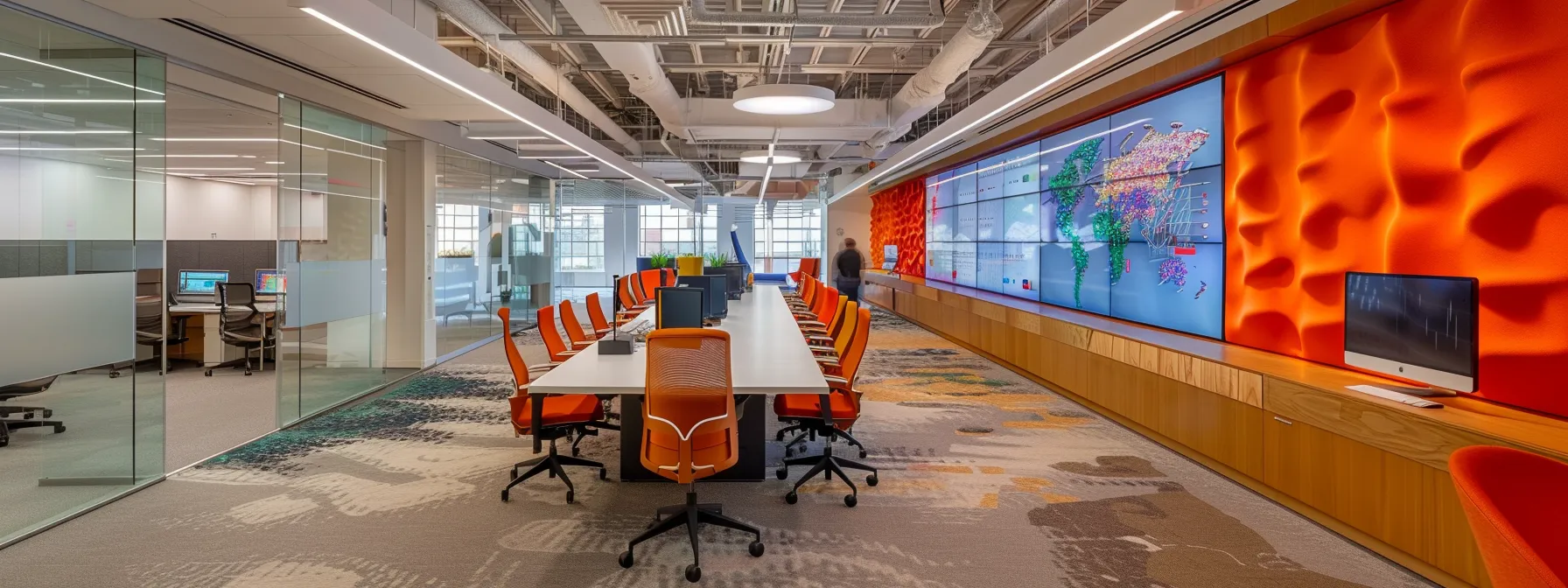 a sleek, modern office workspace features a high-tech computer displaying intricate graphs and visualizations of bert's transformer architecture, surrounded by digital screens showcasing dynamic attention mechanism flows and masked language modeling processes in a cutting-edge research environment.