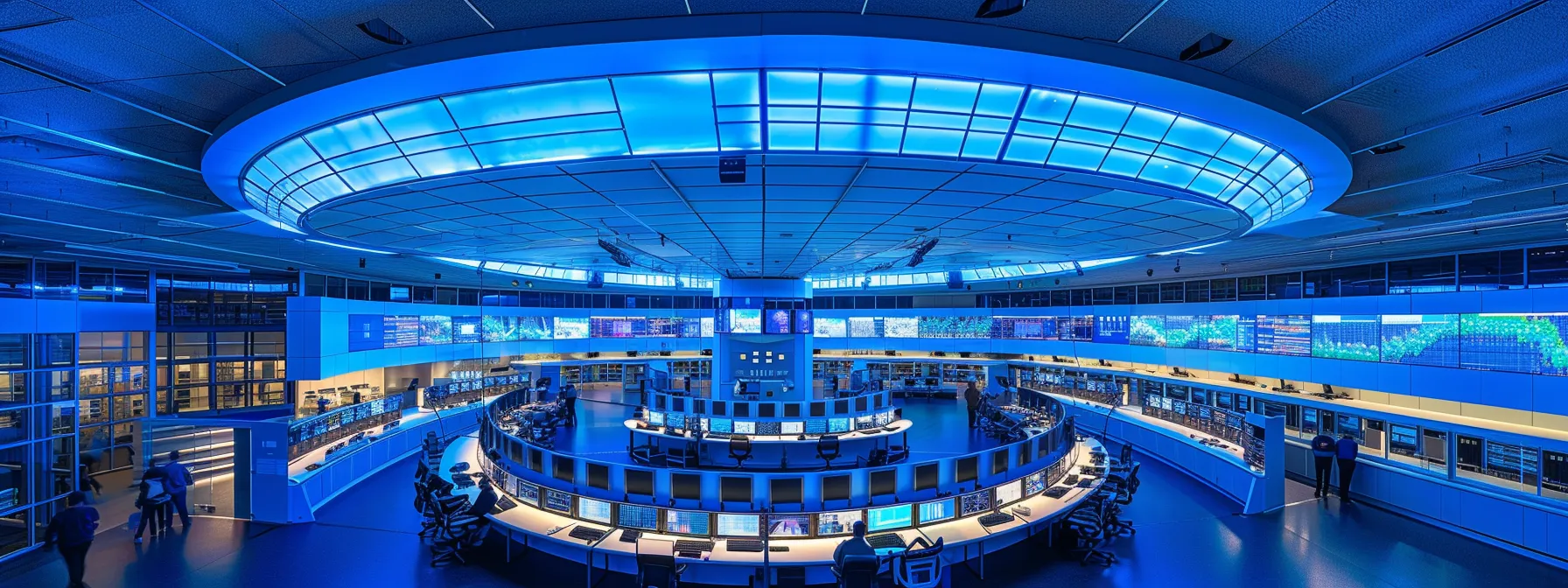 What is a Baseband Unit (BBU)? 10 a sleek, modern telecommunications control center bustling with technicians, showcasing rows of high-tech baseband units on illuminated racks, all bathed in cool blue and white ambient lighting, symbolizes the heart of efficient digital data processing in wireless networks.