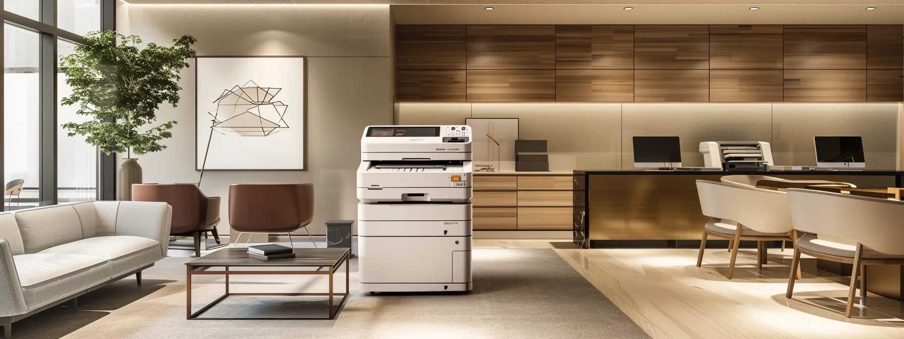 The Long-Term Advantages of Copier Leasing Uncovered 9 a sleek, modern office setting showcases a state-of-the-art copier machine prominently displayed against a backdrop of minimalistic furniture and soft overhead lighting, embodying the financial advantages of copier leasing through its professional aura.