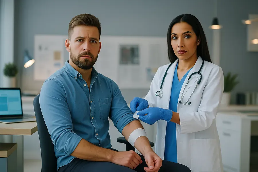 employee receives first aid