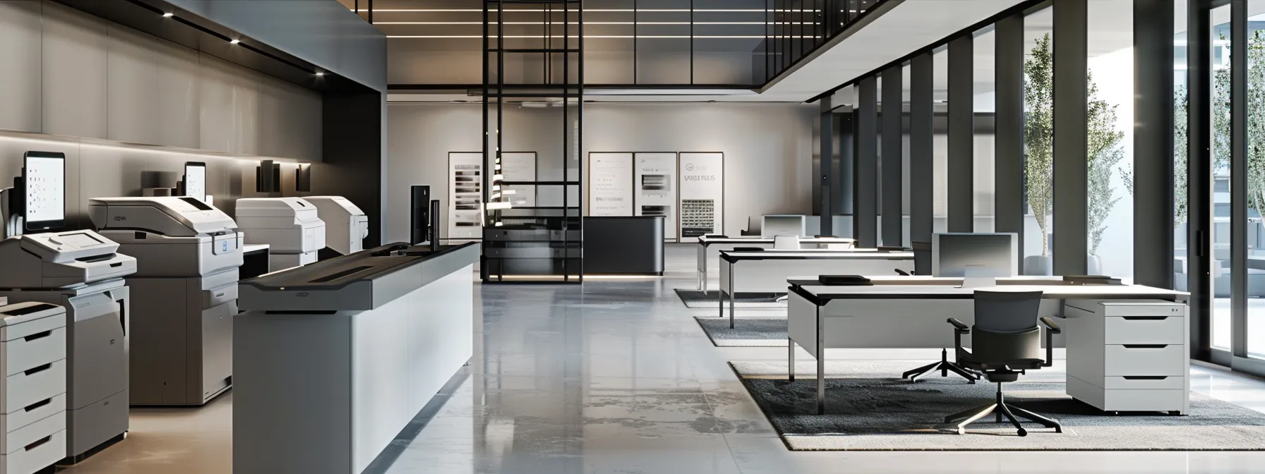 Benefits of Thousand Oaks Copier Rental Services for Businesses 12 a sleek, modern office conference room features a diverse group of professionals engaged in a collaborative discussion, surrounded by high-end copiers and technical certifications displayed on the walls, highlighting the importance of selecting a reliable copier service partner.