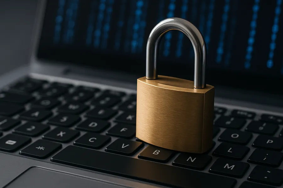 padlock on the laptop