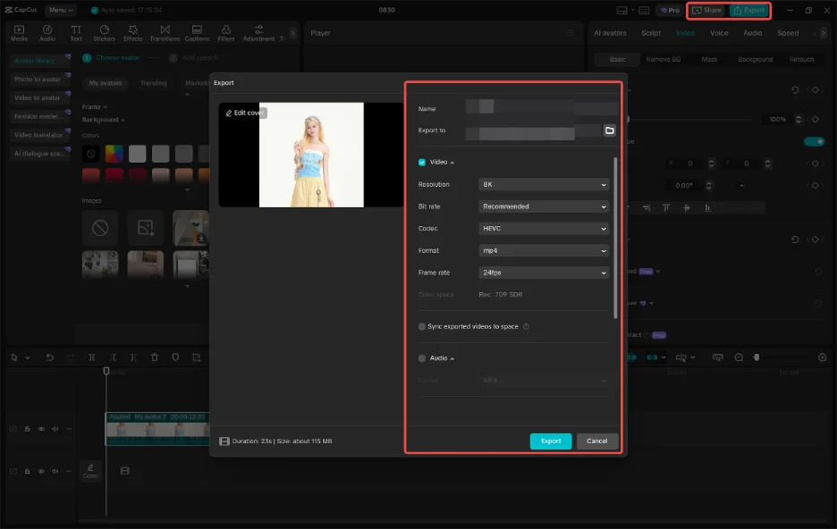 CapCut Export Settings 1